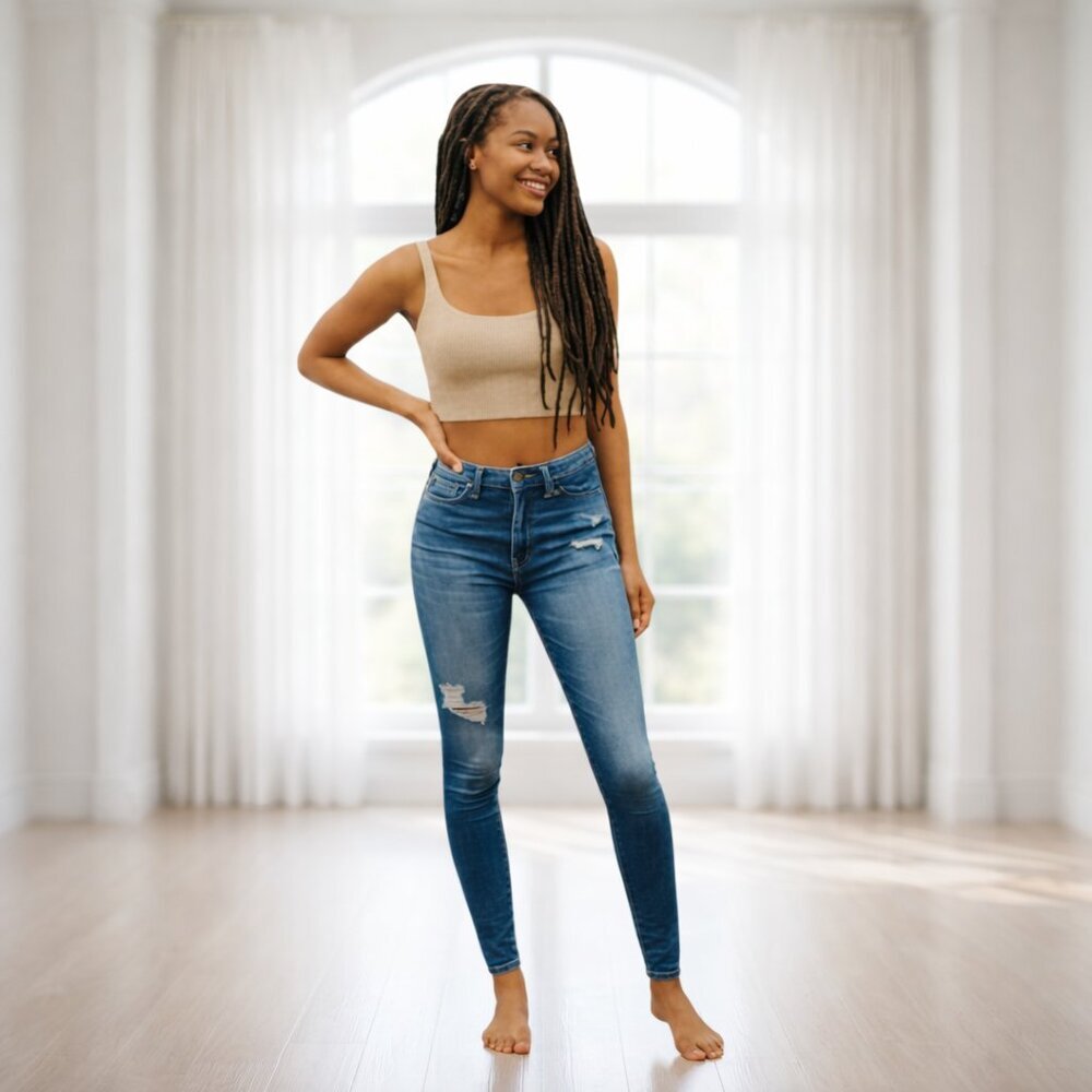 Hollister Super Skinny High-Rise Epic Flex Distressed Ripped Denim Jeans W26 L30